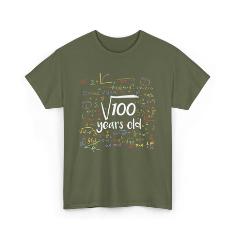 Square Root of 100 Birthday Party T-Shirt - Military Green