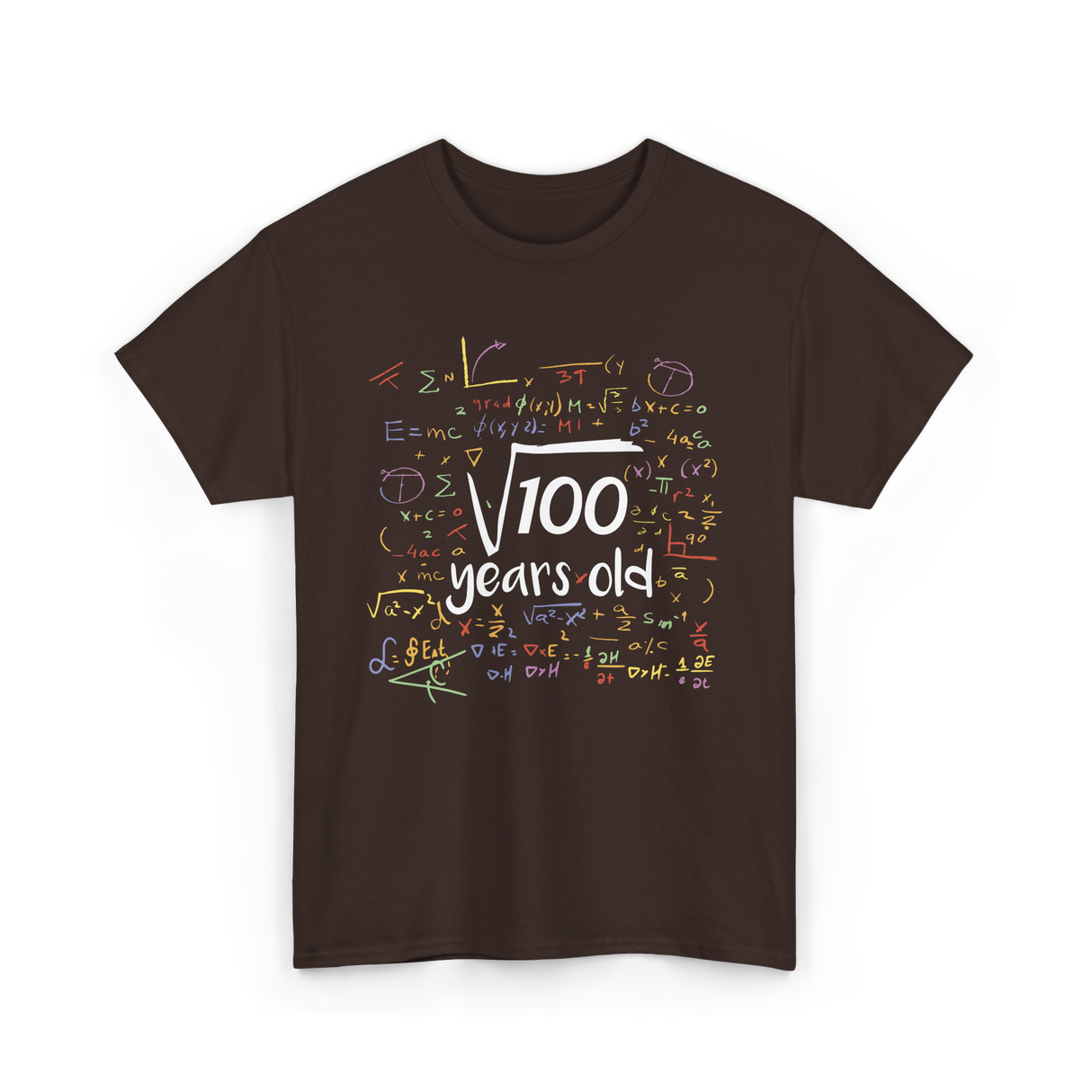 Square Root of 100 Birthday Party T-Shirt - Dark Chocolate