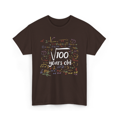 Square Root of 100 Birthday Party T-Shirt - Dark Chocolate