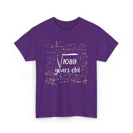 Square Root Of 1089 Birthday Party T-Shirt - Purple