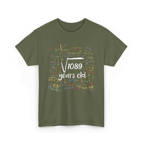 Square Root Of 1089 Birthday Party T-Shirt - Military Green