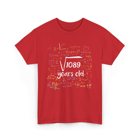 Square Root Of 1089 Birthday Party T-Shirt - Red