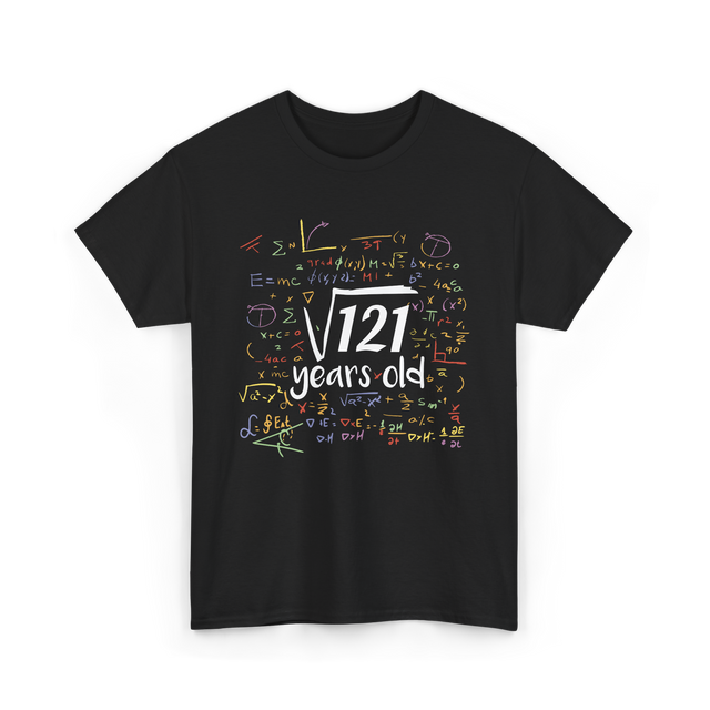 Square Root Of 121 Birthday Celebration T-Shirt - Black