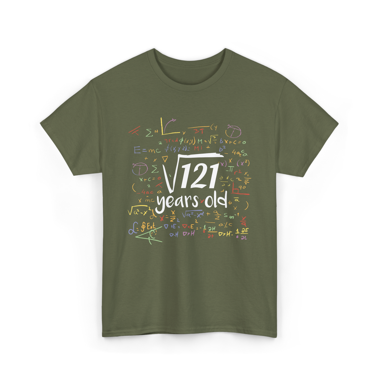 Square Root Of 121 Birthday Celebration T-Shirt - Military Green