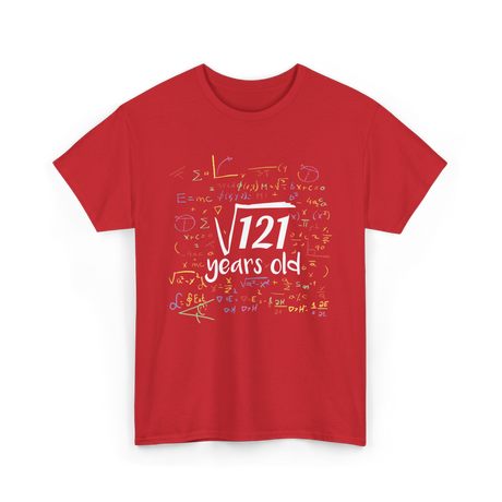 Square Root Of 121 Birthday Celebration T-Shirt - Red