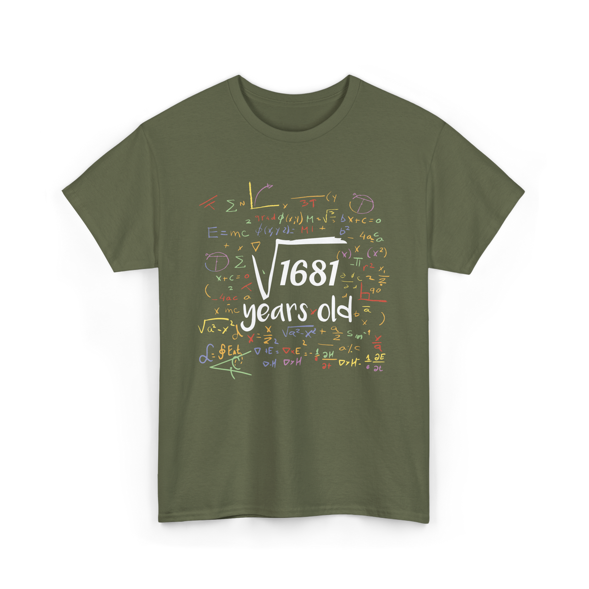 Square Root Of 1681 Birthday Celebration T-Shirt - Military Green