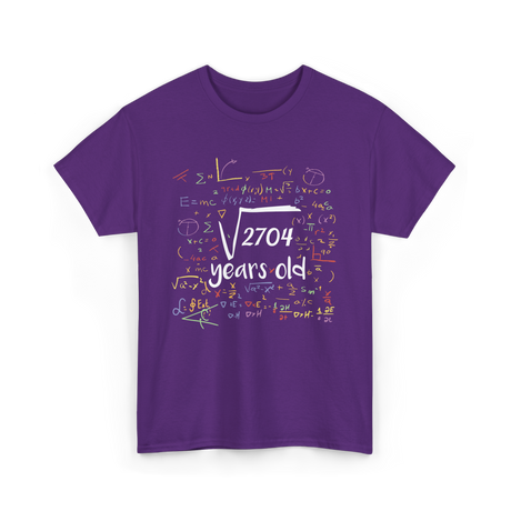 Square Root Of 2704 Birthday Celebration T-Shirt - Purple