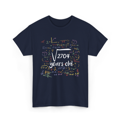 Square Root Of 2704 Birthday Celebration T-Shirt - Navy