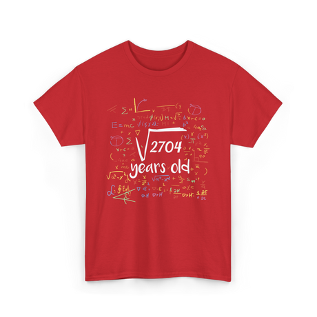 Square Root Of 2704 Birthday Celebration T-Shirt - Red