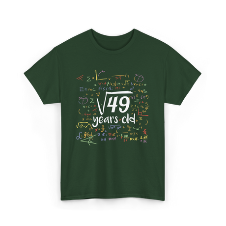 Square Root Of 49 Birthday Celebration T-Shirt - Forest Green