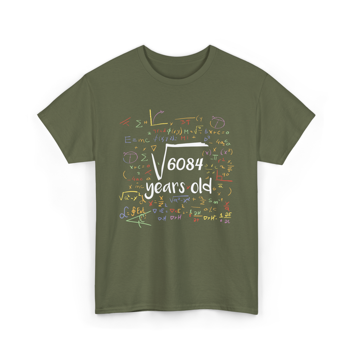 Square Root Of 6084 Birthday Celebration T-Shirt - Military Green