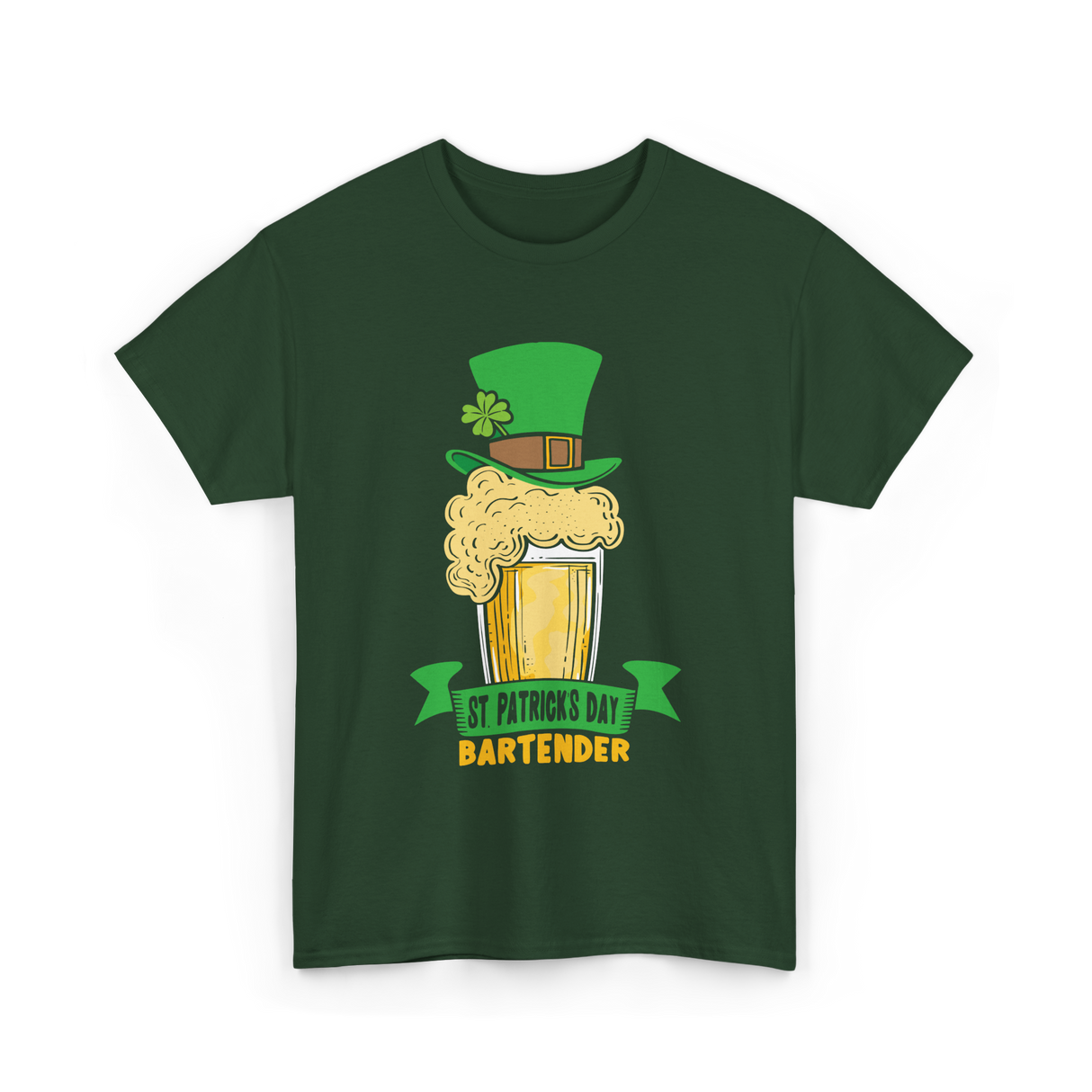 St Patrick's Day Bartender Irish T-Shirt - Forest Green