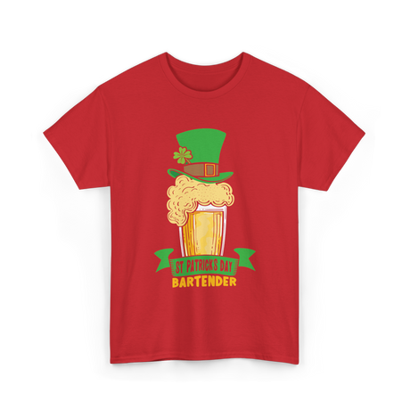 St Patrick's Day Bartender Irish T-Shirt - Red