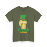 St Patrick's Day Bartender Irish T-Shirt - Military Green