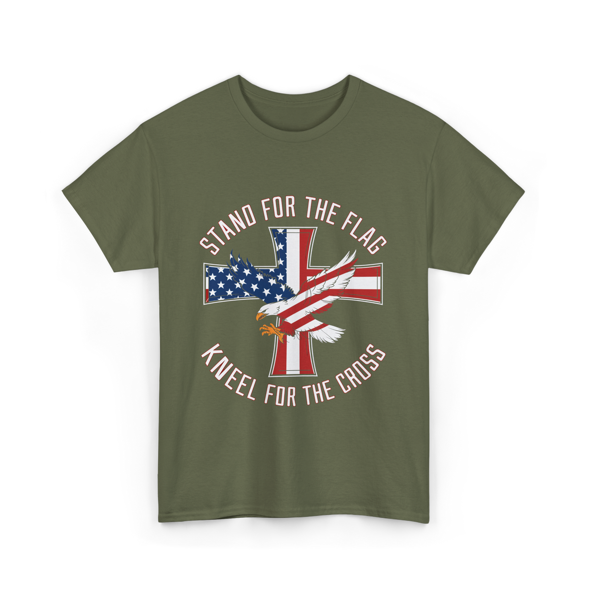 Stand For The Flag Patriot Eagle T-Shirt - Military Green