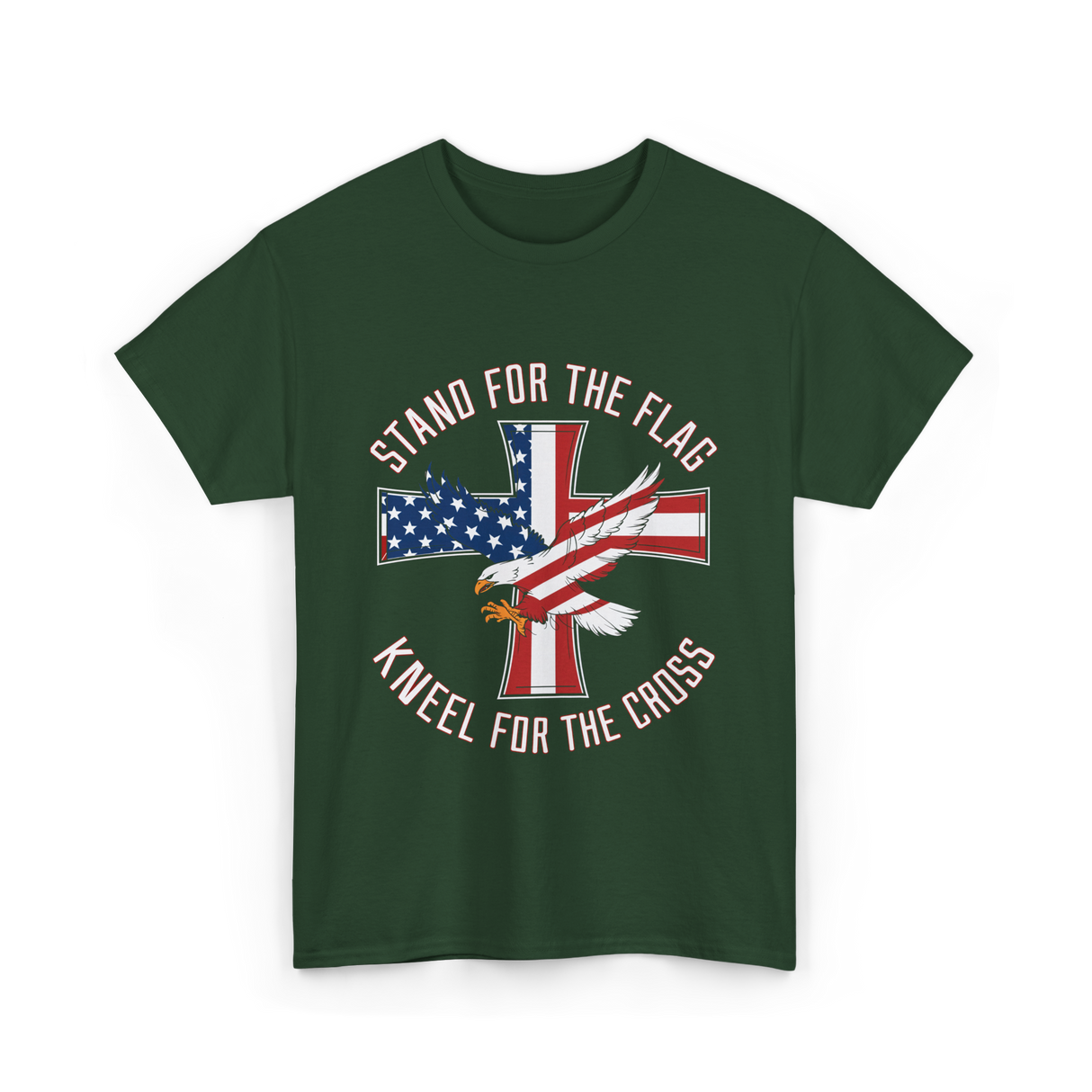 Stand For The Flag Patriot Eagle T-Shirt - Forest Green