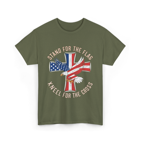 Stand For The Flag Patriotic Cross T-Shirt - Military Green