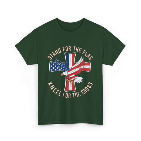 Stand For The Flag Patriotic Cross T-Shirt - Forest Green