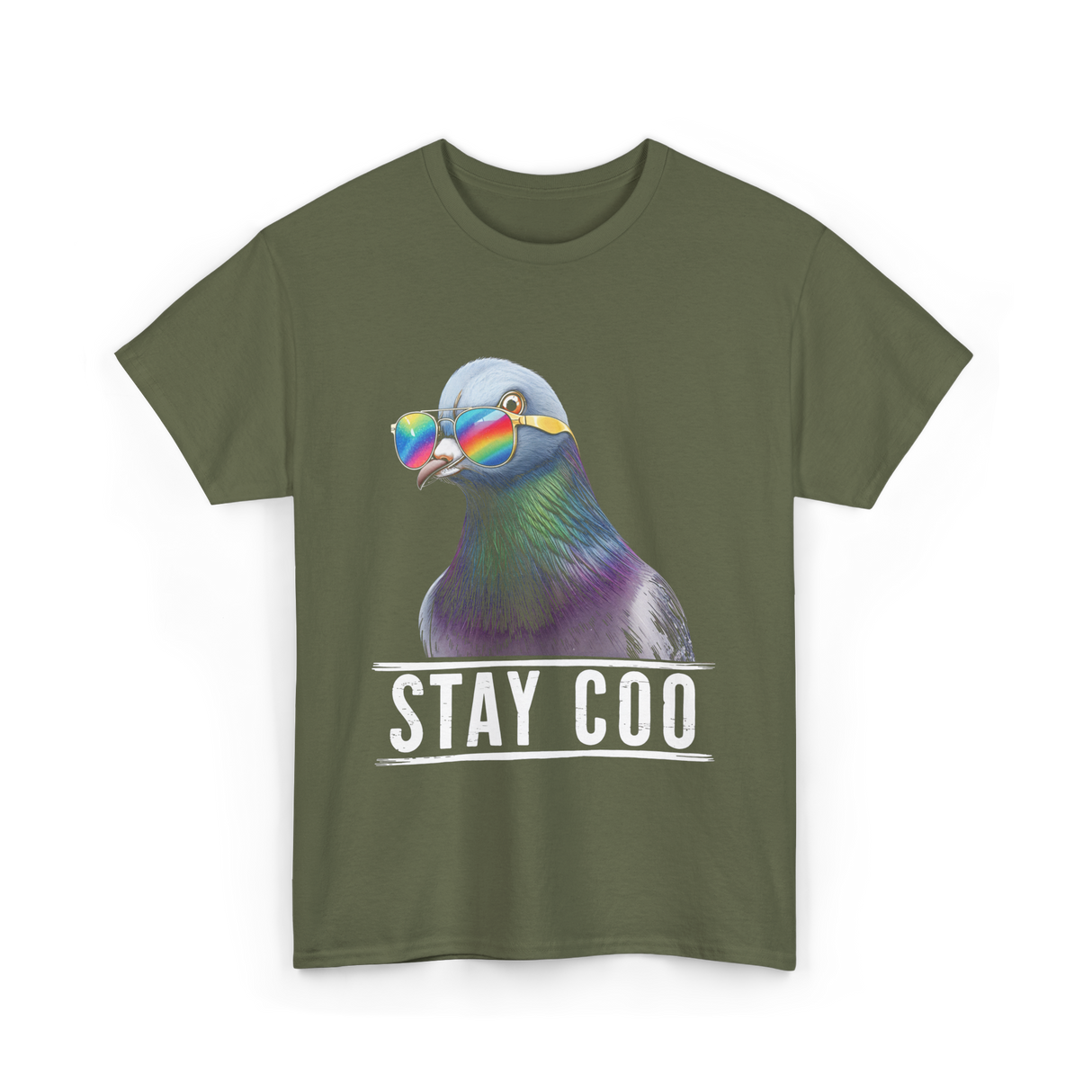 Stay Coo Pigeon Lover T-Shirt - Military Green