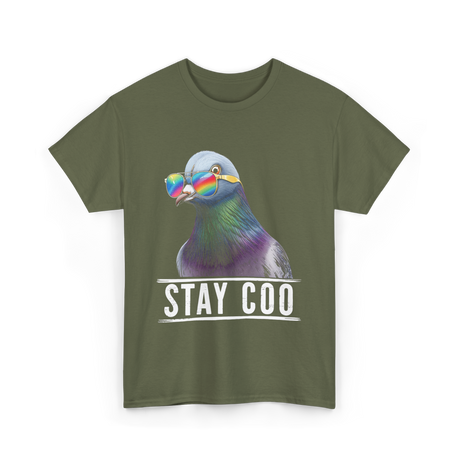 Stay Coo Pigeon Lover T-Shirt - Military Green