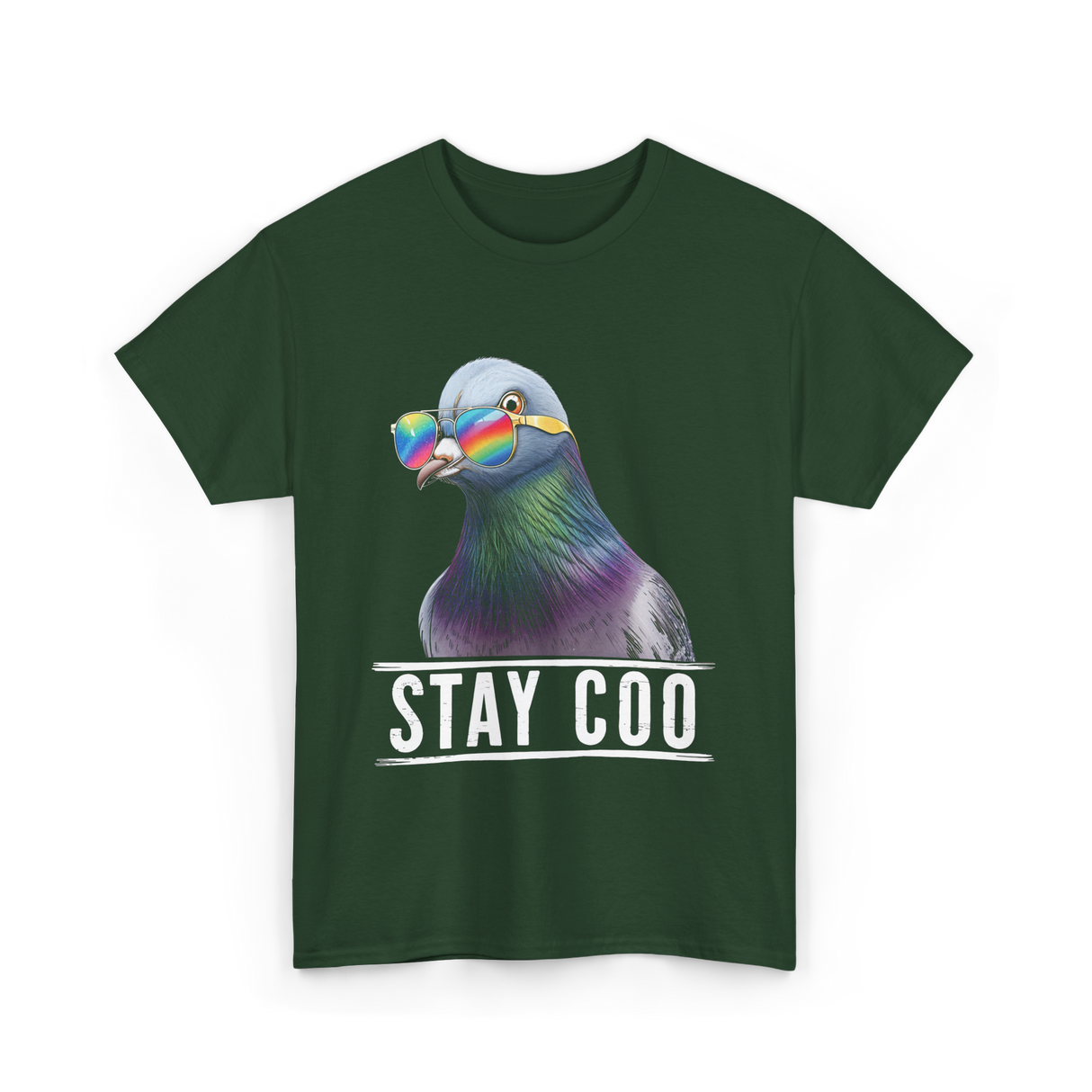 Stay Coo Pigeon Lover T-Shirt - Forest Green