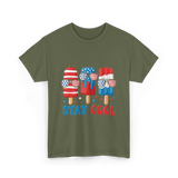 Stay Cool Popsicle USA Independence T-Shirt - Military Green