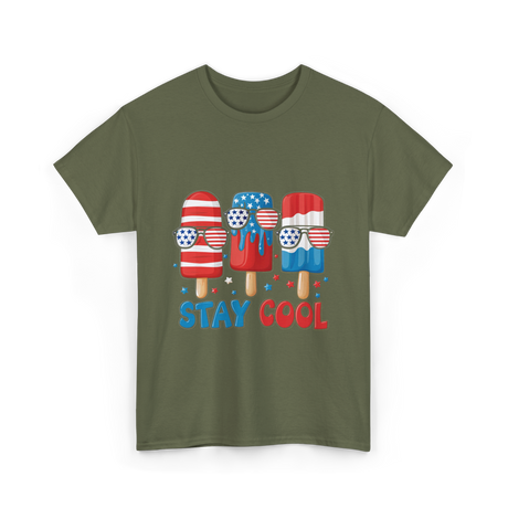 Stay Cool Popsicle USA Independence T-Shirt - Military Green