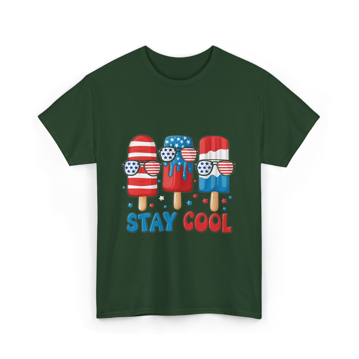 Stay Cool Popsicle USA Independence T-Shirt - Forest Green