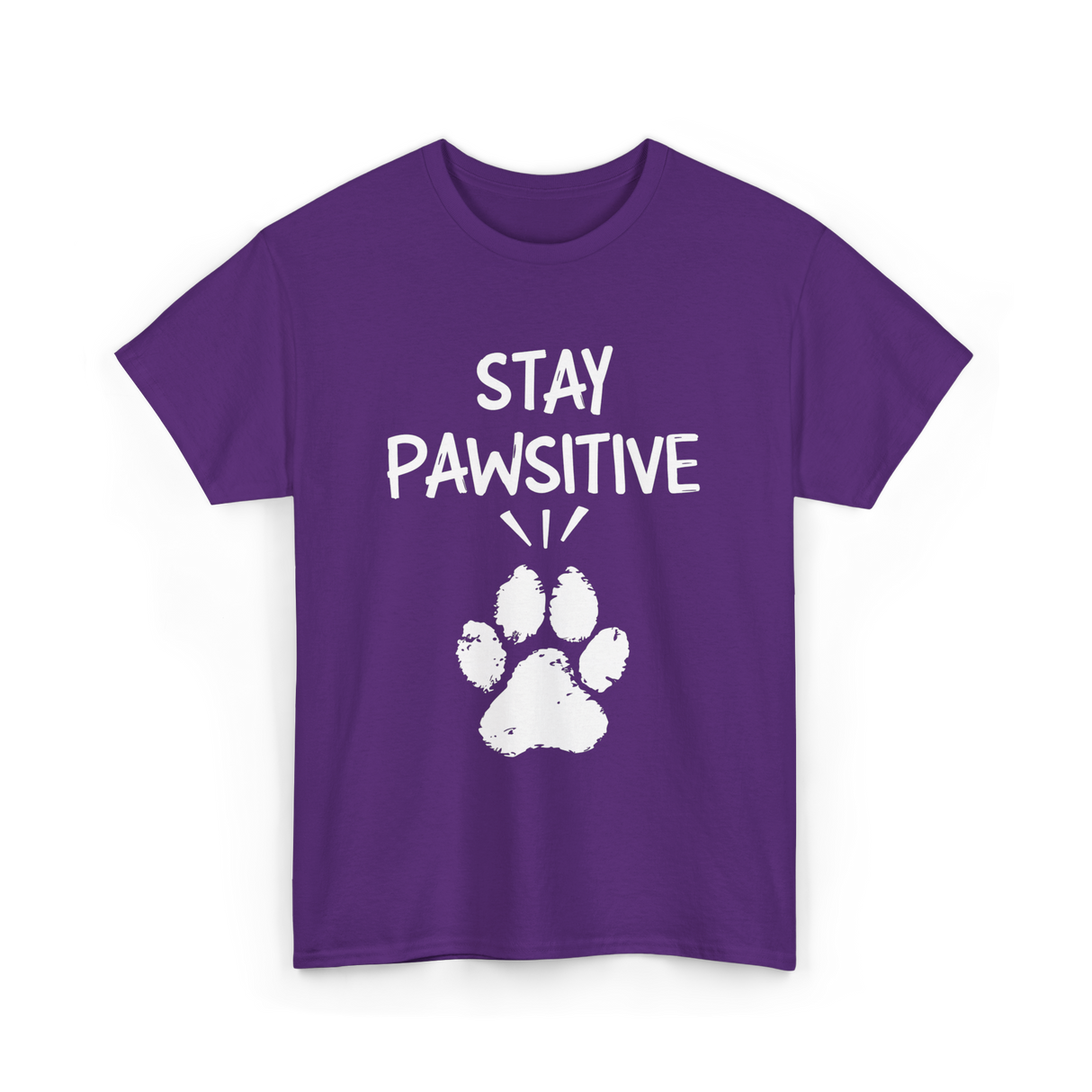 Stay Pawsitive Dog Paw Print T-Shirt - Purple