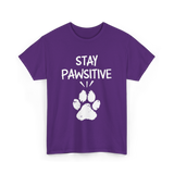 Stay Pawsitive Dog Paw Print T-Shirt - Purple