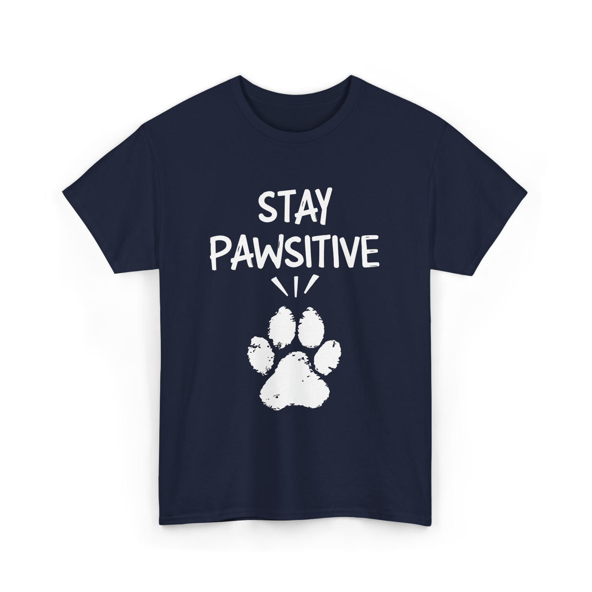 Stay Pawsitive Dog Paw Print T-Shirt - Navy