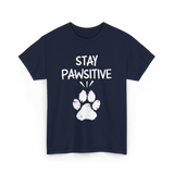 Stay Pawsitive Dog Paw Print T-Shirt - Navy