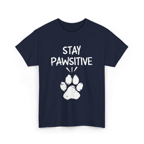 Stay Pawsitive Dog Paw Print T-Shirt - Navy