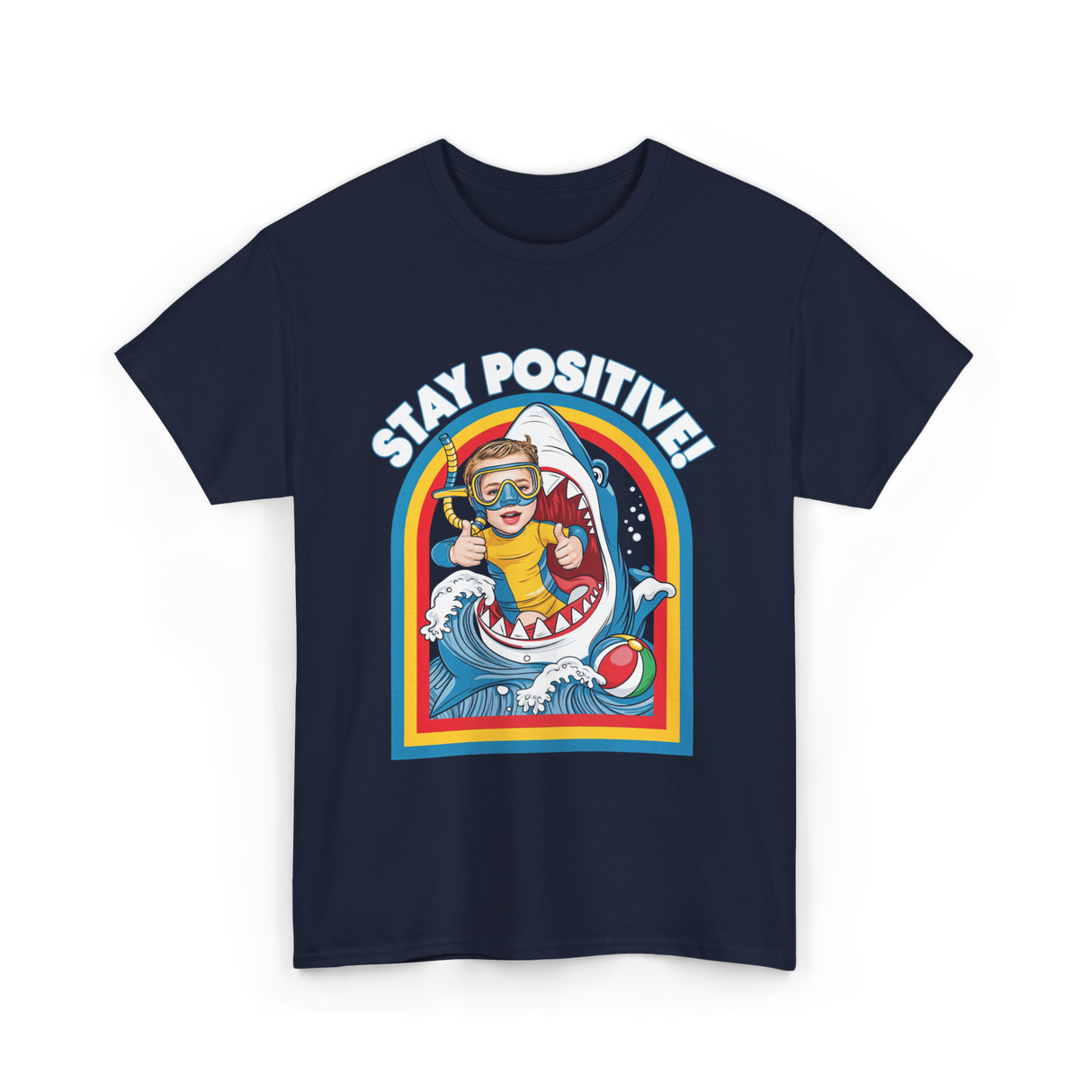 Stay Positive Shark Lover T-Shirt - Navy