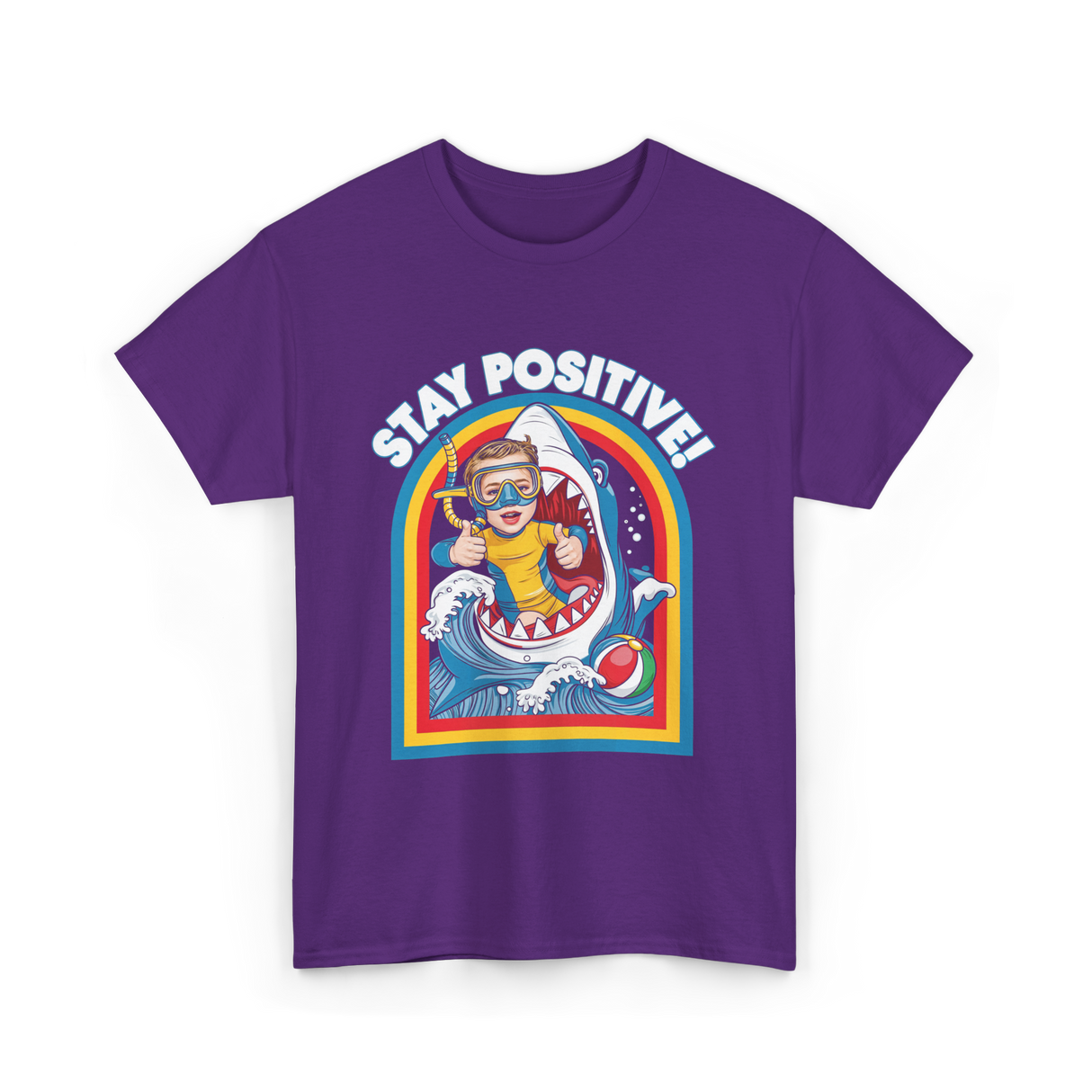 Stay Positive Shark Lover T-Shirt - Purple