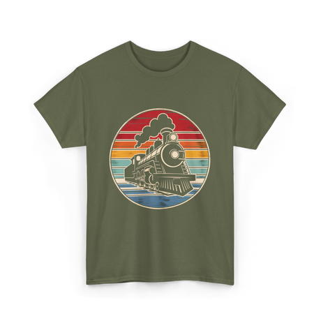 Steam Train Vintage Locomotive T-Shirt - Military Green