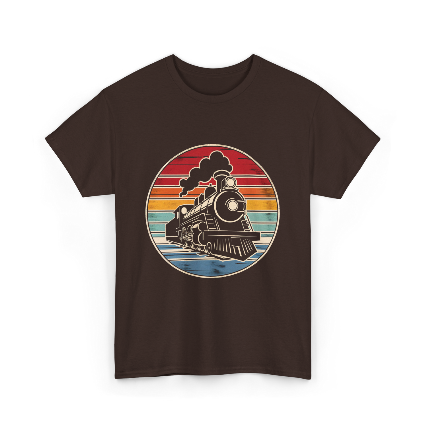 Steam Train Vintage Locomotive T-Shirt - Dark Chocolate