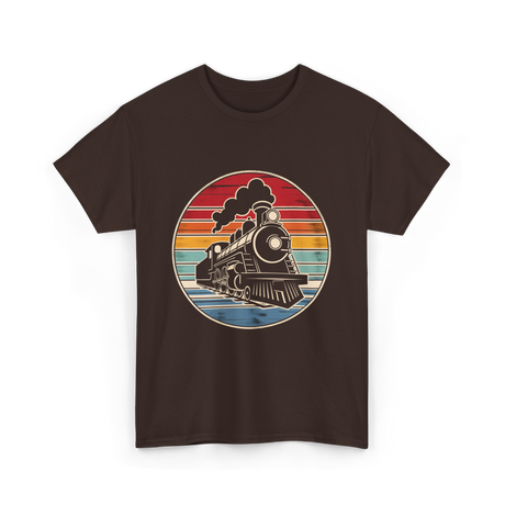 Steam Train Vintage Locomotive T-Shirt - Dark Chocolate