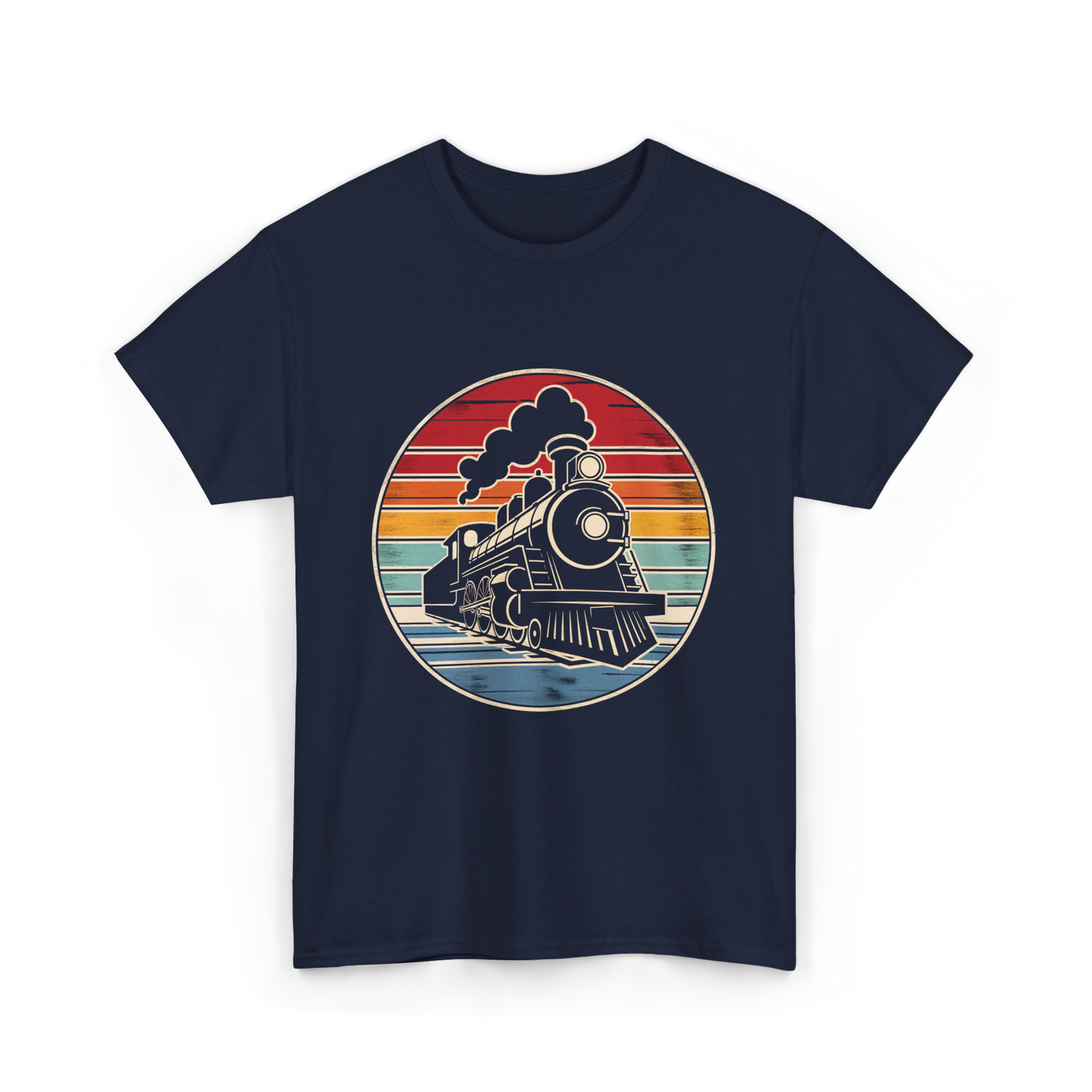 Steam Train Vintage Locomotive T-Shirt - Navy