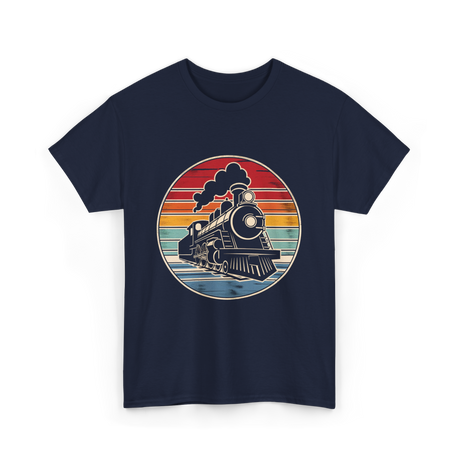 Steam Train Vintage Locomotive T-Shirt - Navy