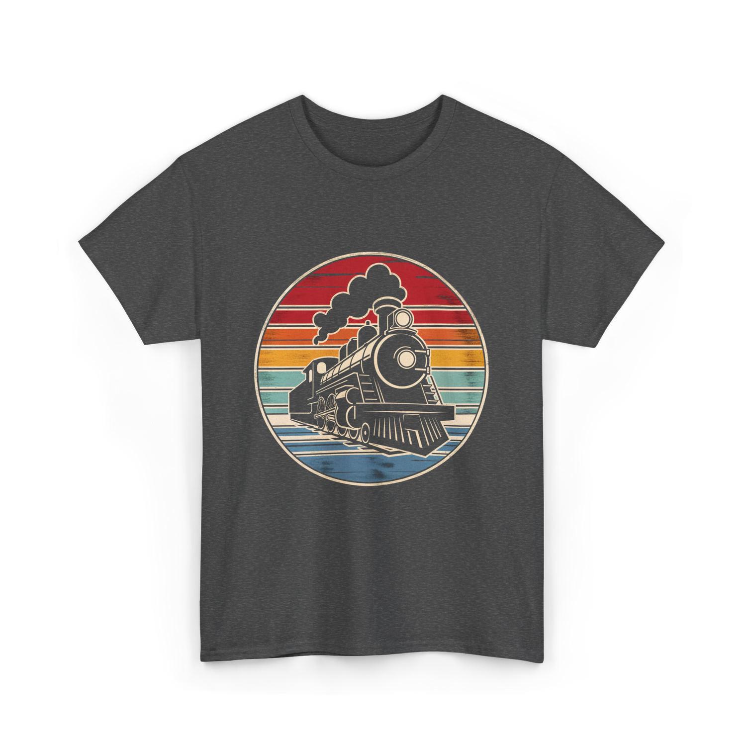 Steam Train Vintage Locomotive T-Shirt - Dark Heather