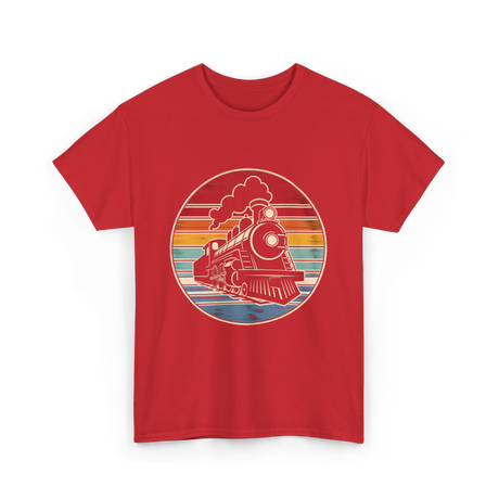 Steam Train Vintage Locomotive T-Shirt - Red