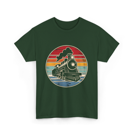 Steam Train Vintage Locomotive T-Shirt - Forest Green