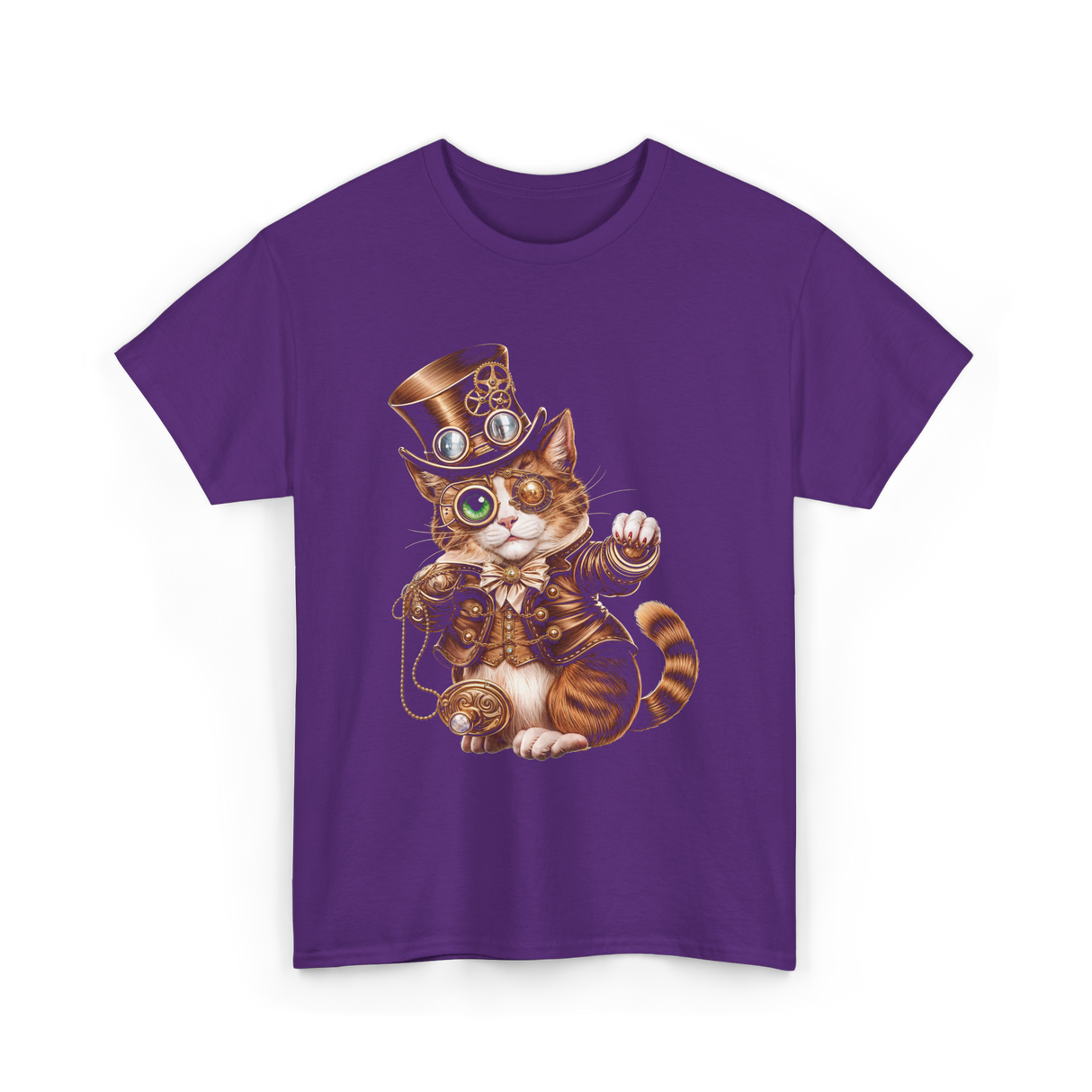 Steampunk Cat Kitten Kitty Steampunk T-Shirt - Purple