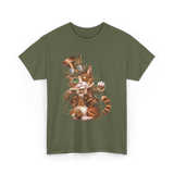 Steampunk Cat Kitten Kitty Steampunk T-Shirt - Military Green