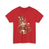 Steampunk Cat Kitten Kitty Steampunk T-Shirt - Red