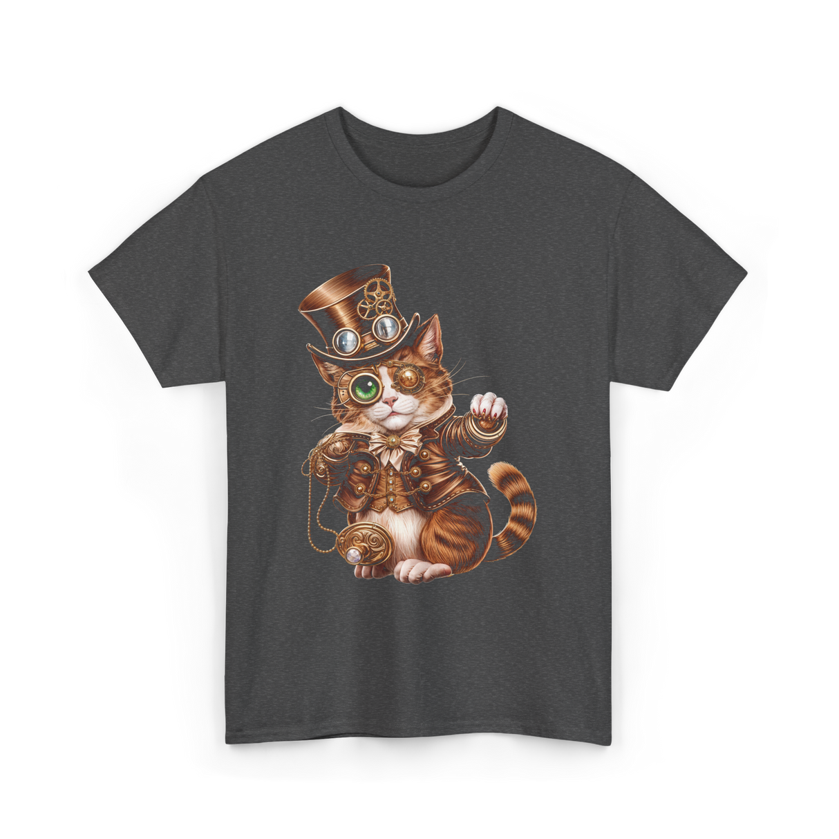 Steampunk Cat Kitten Kitty Steampunk T-Shirt - Dark Heather