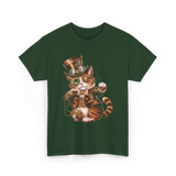 Steampunk Cat Kitten Kitty Steampunk T-Shirt - Forest Green