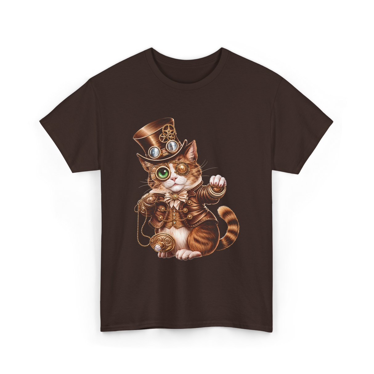 Steampunk Cat Kitten Kitty Steampunk T-Shirt - Dark Chocolate