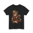 Steampunk Cat Kitten Kitty T-Shirt - Black